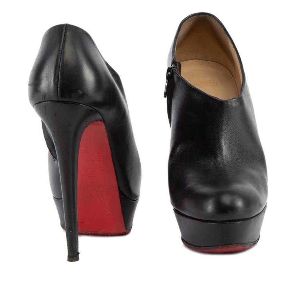 Christian Louboutin Black Leather Miss Fast Plato Platform Ankle Booties